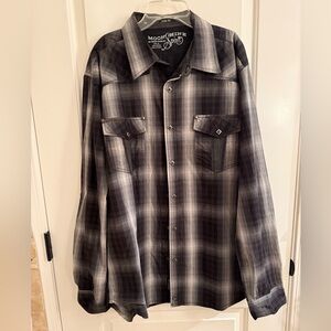 Moonshine Spirit by Brad Paisley Black and Gray Plaid Button-Up Shirt